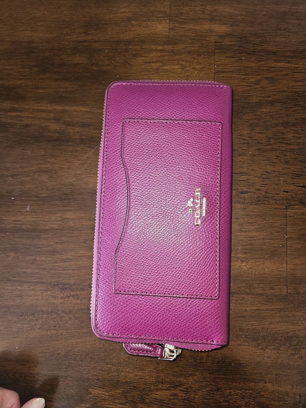 Coach Zip Around Wallet in Bright Magenta